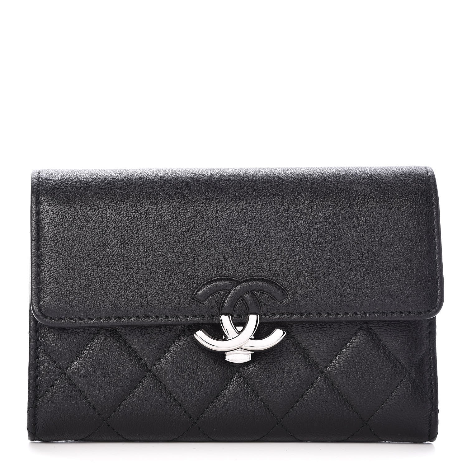 Chanel Lambskin Quilted CC Box Flap Wallet Black 1 of 8