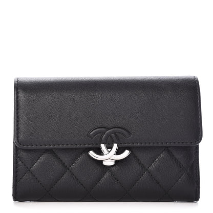 Chanel Lambskin Quilted CC Box Flap Wallet Black 1 of 8