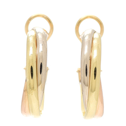 Cartier 18K Pink Yellow White Gold 5mm Trinity Hoop Clip-On Earrings 1 of 5