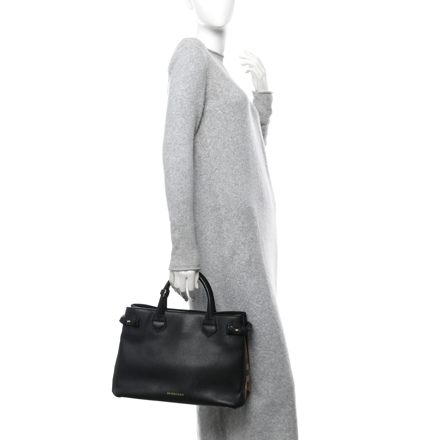 Derby Calfskin House Check Medium Banner Tote Black