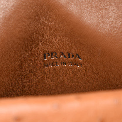 Prada Ostrich Convertible Top Handle Tote Cognac 7 of 10