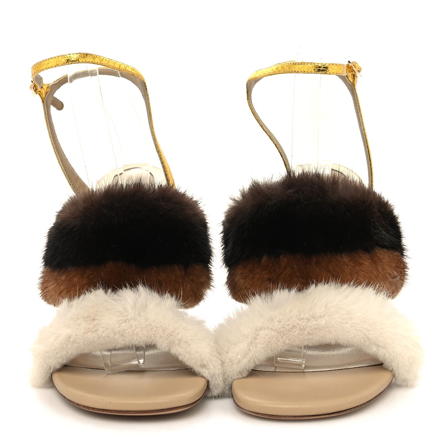 Fendi Mink Ayers Lucite Fendi First 95mm Sandals 40 Natural Brown 2 of 8