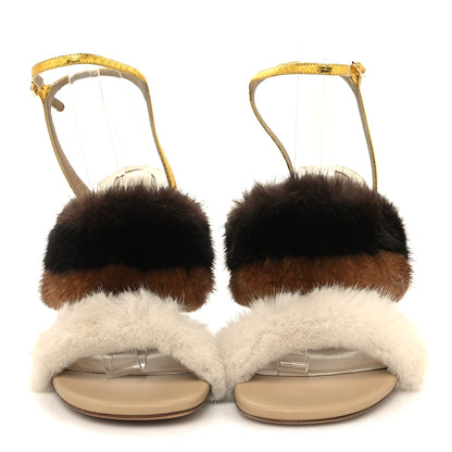 Fendi Mink Ayers Lucite Fendi First 95mm Sandals 40 Natural Brown 2 of 8