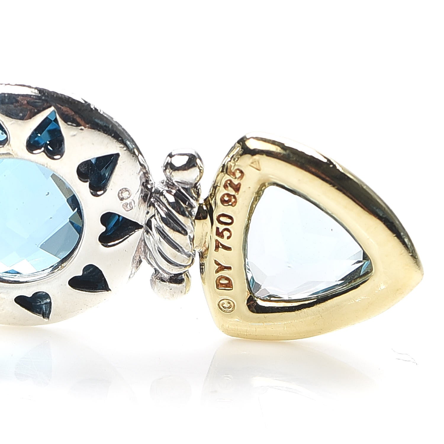 David Yurman Sterling Silver 18K Yellow Gold Blue Topaz Renaissance Drop Earrings 4 of 4