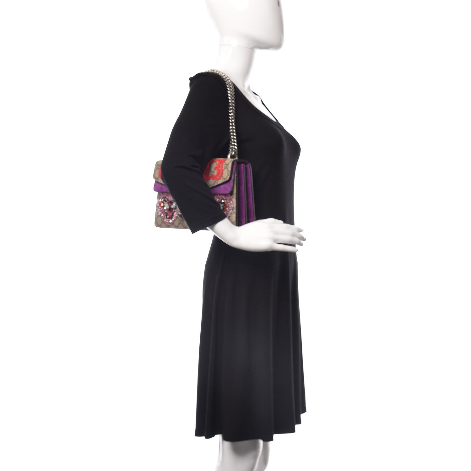 Gucci GG Supreme Monogram Embroidered Small Dionysus Shoulder Bag Purple 2 of 9