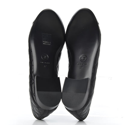 Chanel Lambskin Quilted Cap Toe Ballerina Flats 37 Black 5 of 9