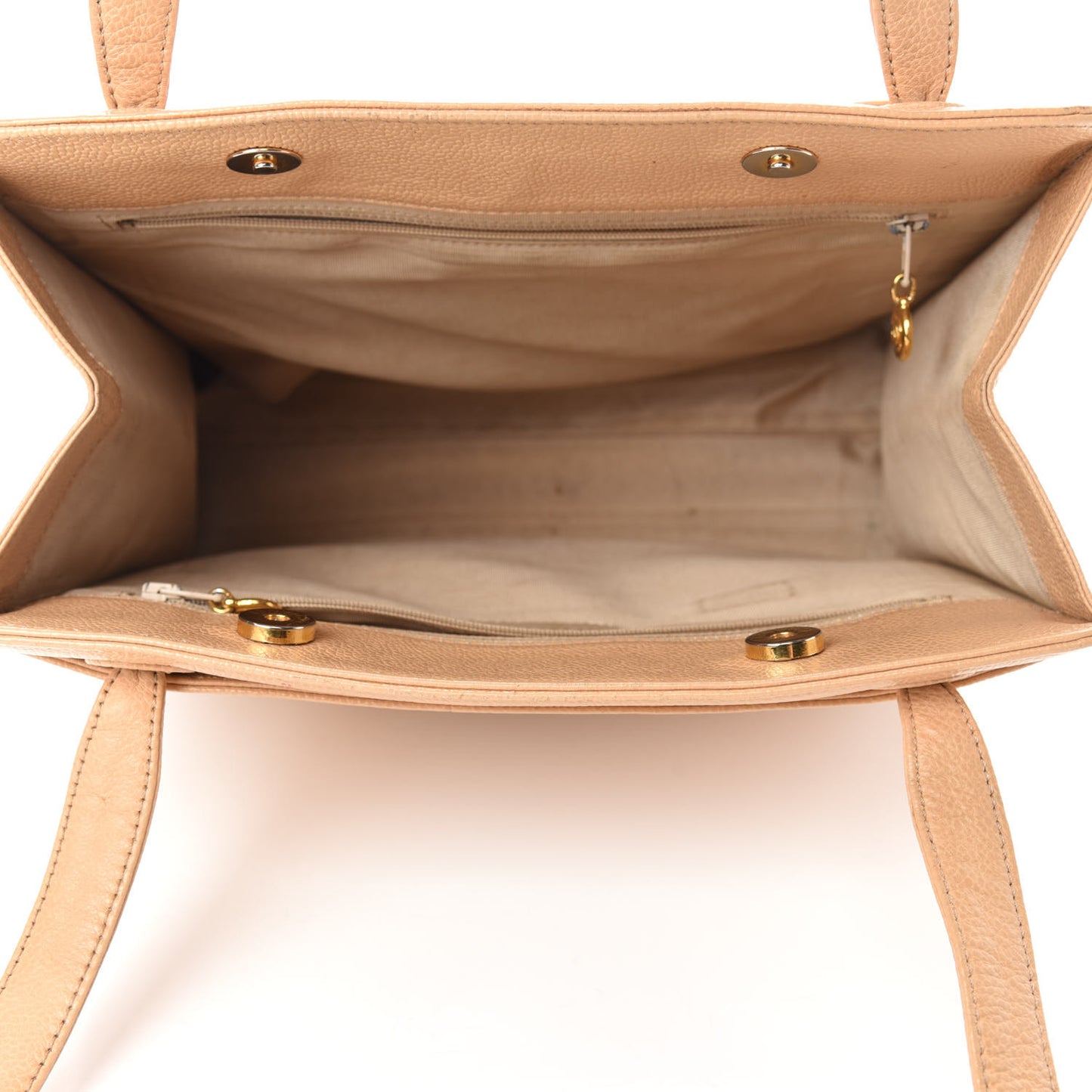 Caviar Logo Shoulder Bag Beige