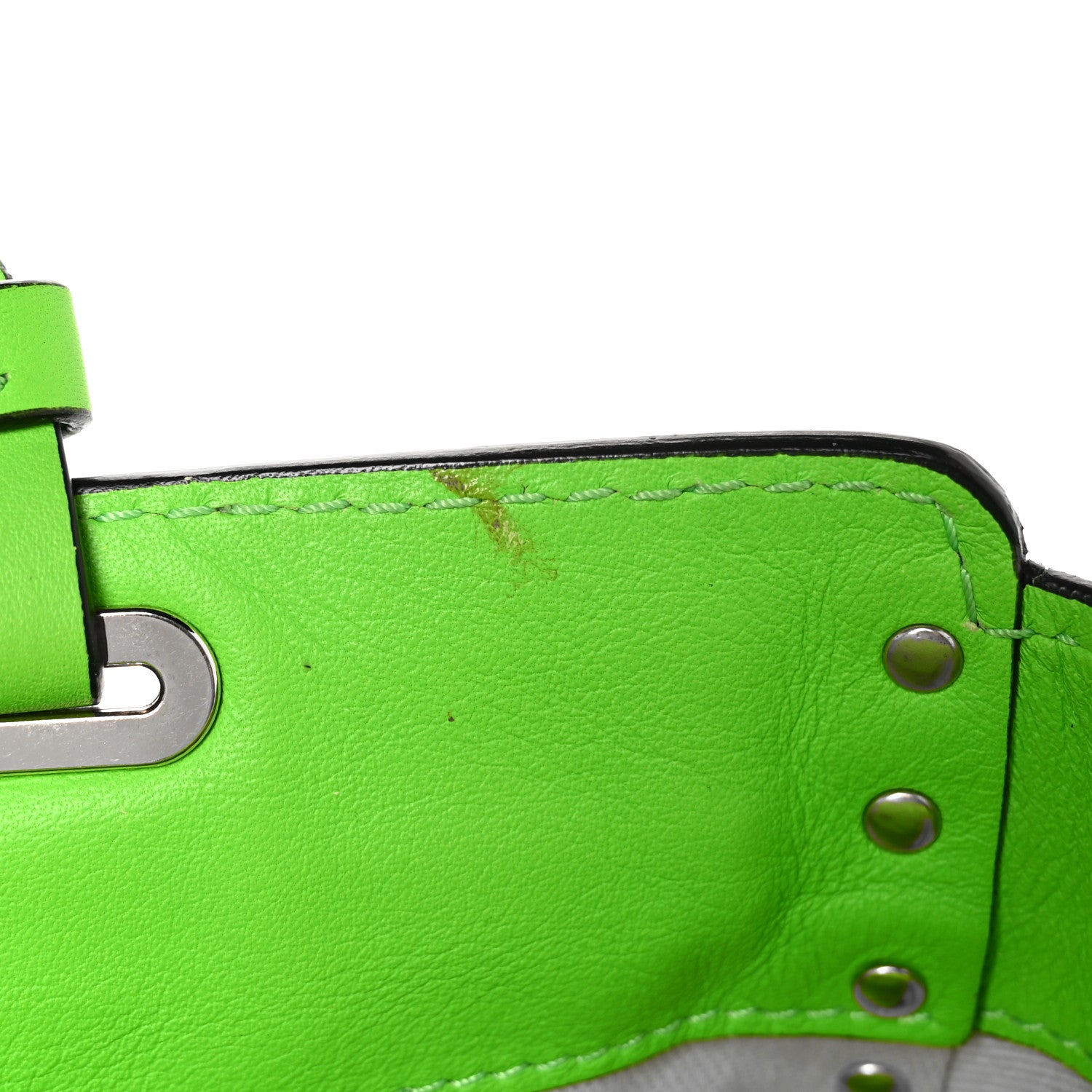 Valentino Garavani Vitello Medium Rockstud Tote Green Fluo 9 of 9