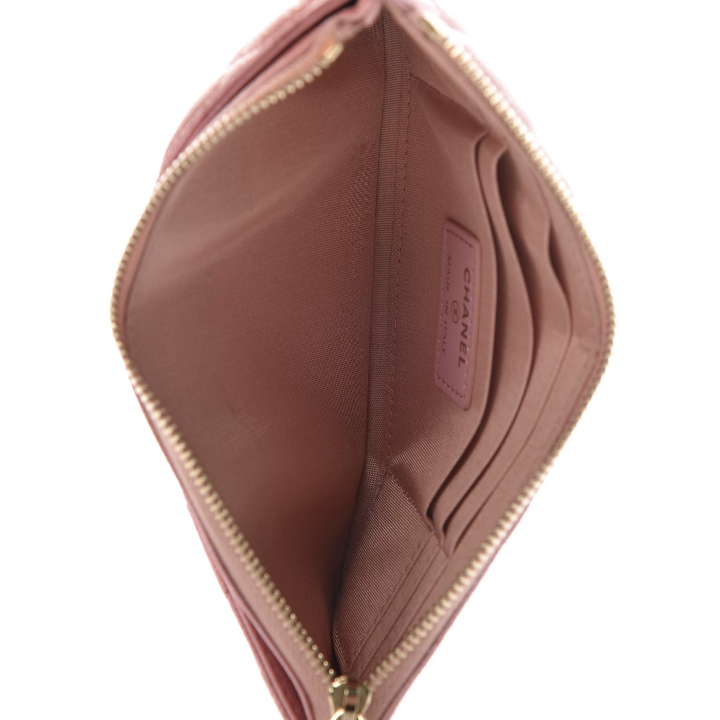 Iridescent Caviar Quilted Classic Zip Pouch Rose Pink