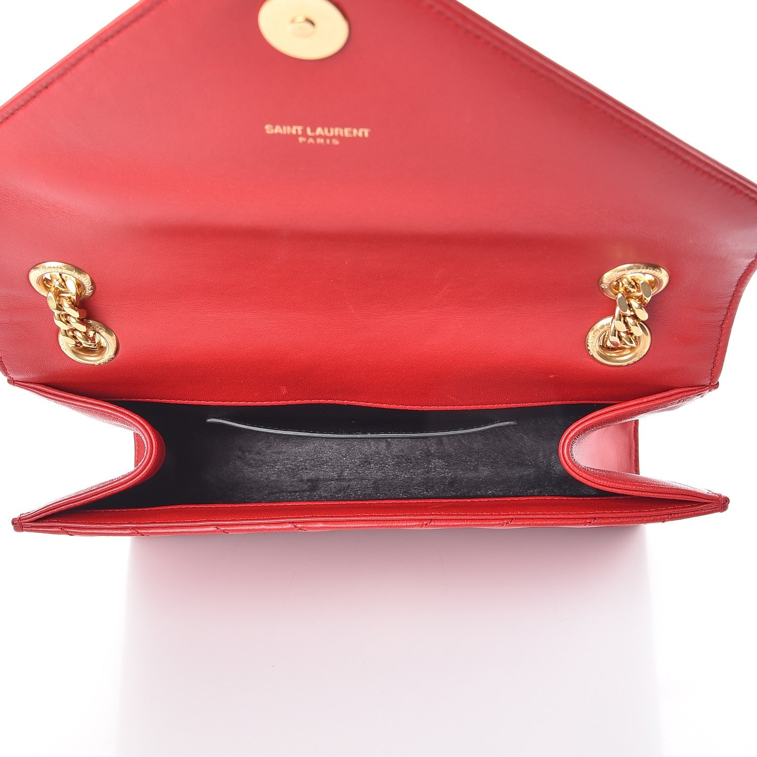 Saint Laurent Lambskin Matelasse Medium Monogram Satchel Lipstick Red 6 of 11