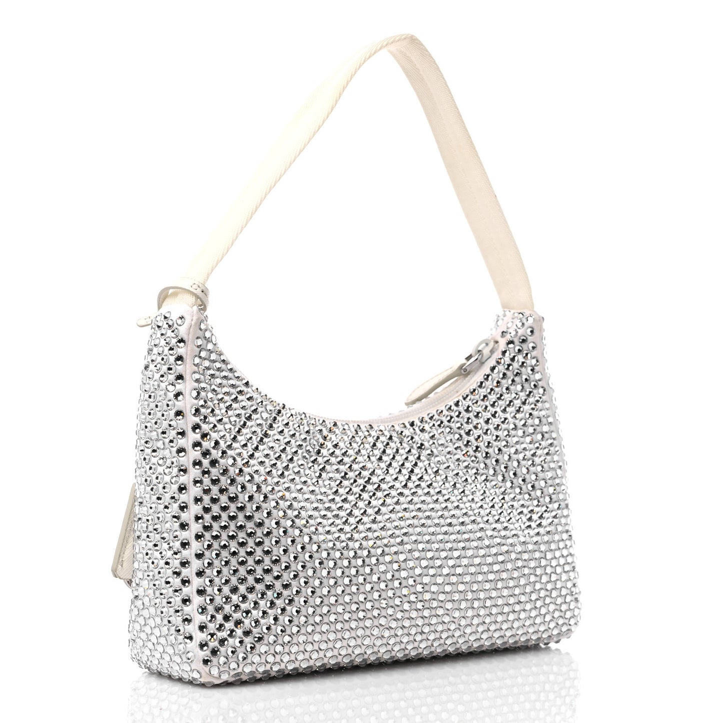 Satin Crystal Mini Re-Edition 2000 Bag White