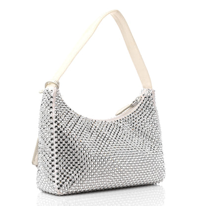 Prada Satin Crystal Mini Re-Edition 2000 Bag White 3 of 10