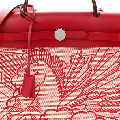 Hermes Vache Hunter Toile Pegase Pop Herbag Zip Retourne 31 PM Rouge Piment 9 of 12