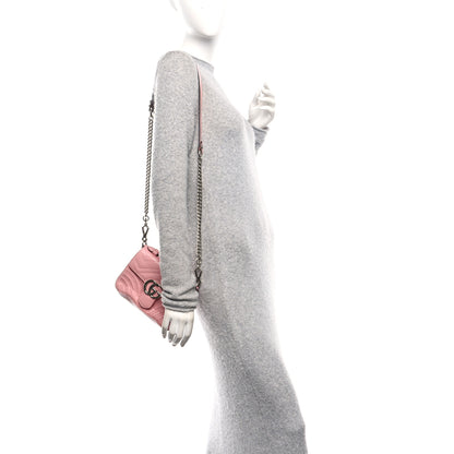Gucci Calfskin Matelasse Mini GG Marmont Top Handle Shoulder Bag Wild Rose Wild Rose 2 of 11