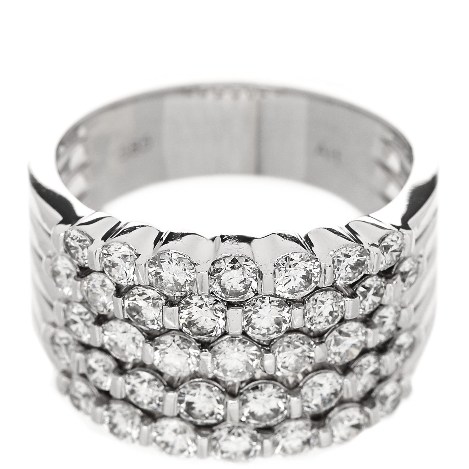 Parker & West by FASHIONPHILE 14K White Gold Diamond 1.90ctw Five Row Band Ring 53 6.25 7 of 10