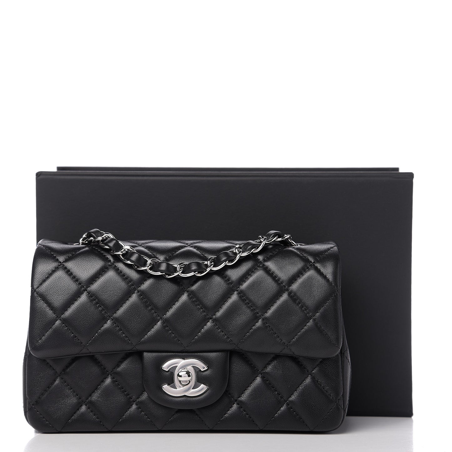 Lambskin Quilted Mini Rectangular Flap Black