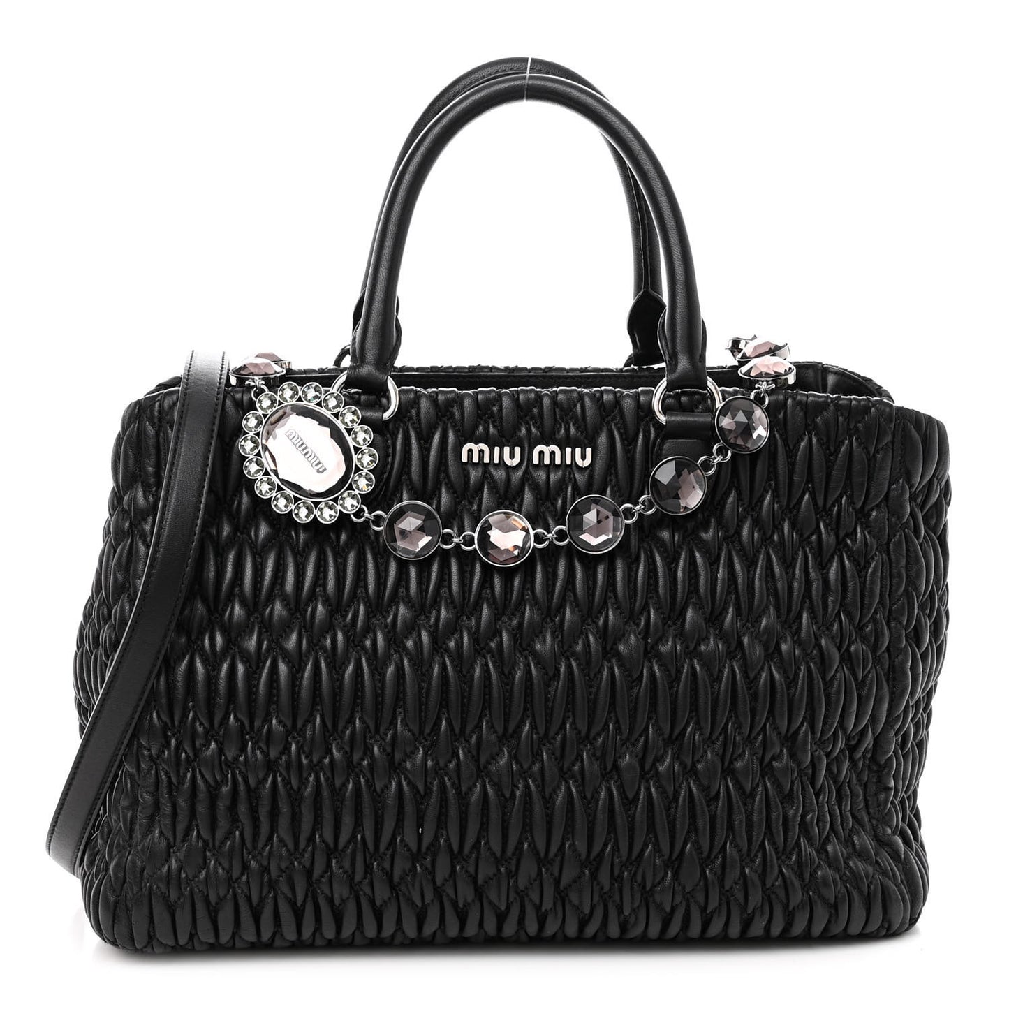 Nappa Matelasse Swarovski Crystal Tote Black