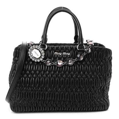 Miu Miu Nappa Matelasse Swarovski Crystal Tote Black 1 of 9