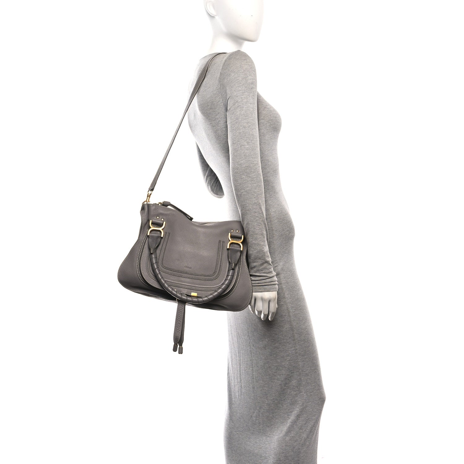 Chloe Calfskin Medium Marcie Satchel Cashmere Grey 2 of 9