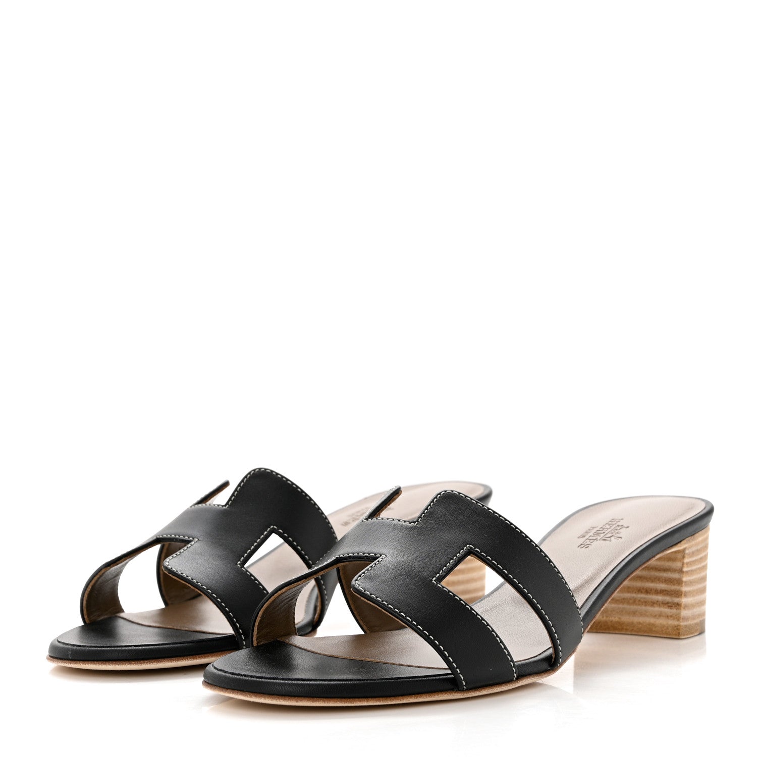 Hermes Calfskin Oasis Sandals 36.5 Black 3 of 9