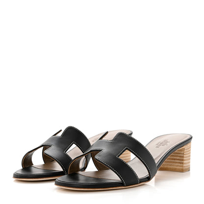 Hermes Calfskin Oasis Sandals 36.5 Black 3 of 9