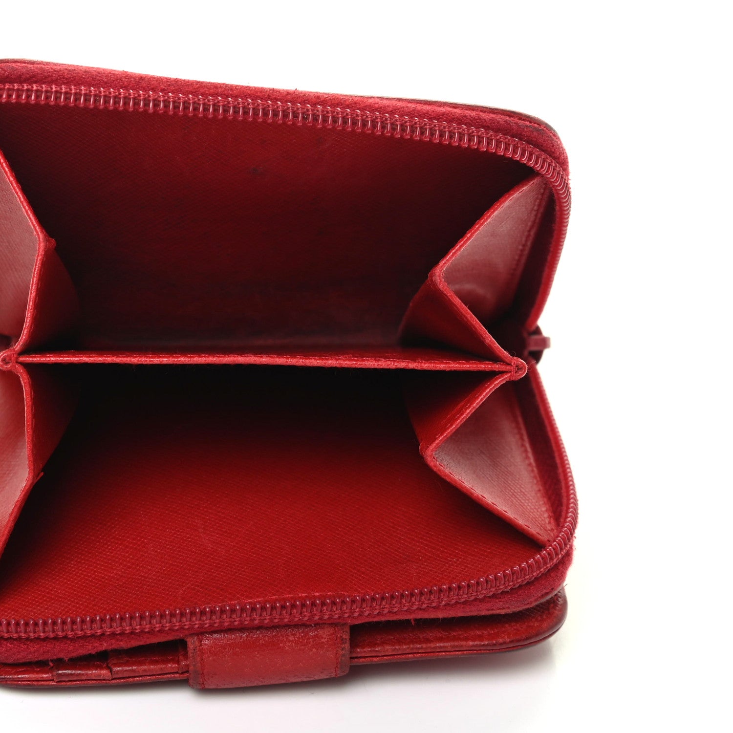 Prada Saffiano Triangle Compact Wallet Red 5 of 11