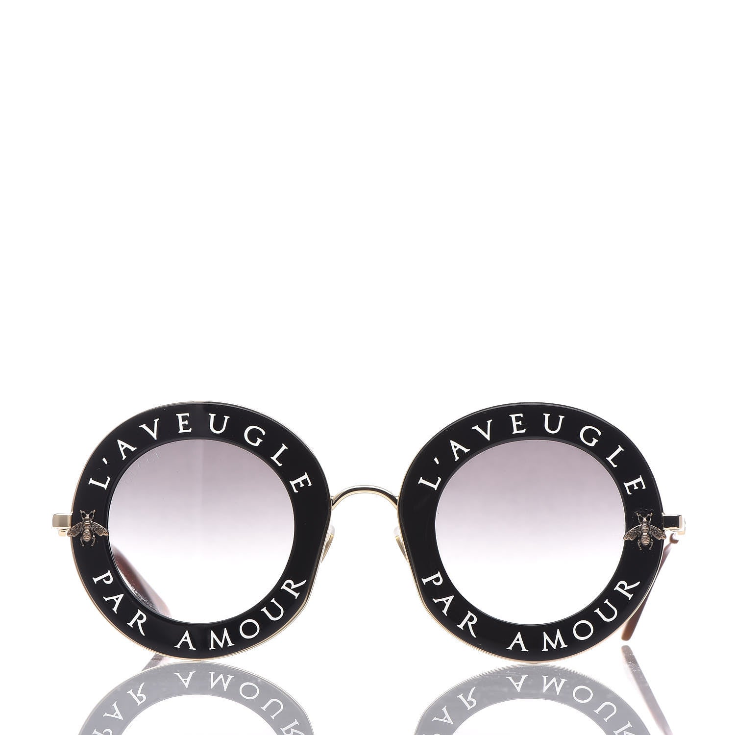 Gucci Metal L'Aveugle Par Amour Round Frame Sunglasses GG0113S Black 2 of 7