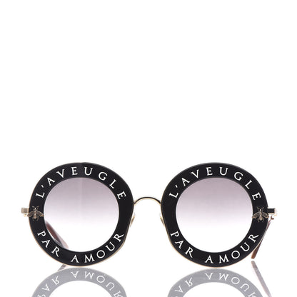 Gucci Metal L'Aveugle Par Amour Round Frame Sunglasses GG0113S Black 2 of 7