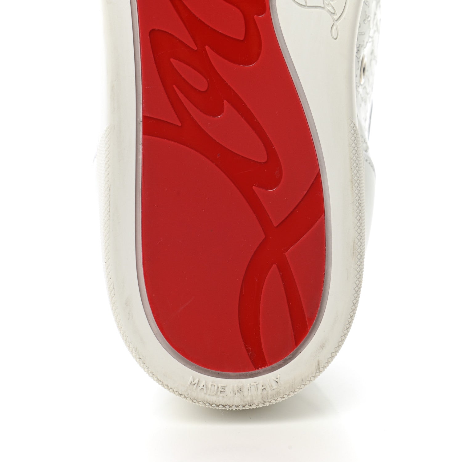 Christian Louboutin Calfskin Mens Louis Junior Spikes Orlato Flat Sneakers 42 White Sliver 7 of 10