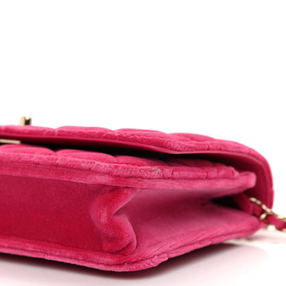 Chanel Velvet Quilted Pearl Crush Wallet On Chain WOC Pink 11 of 11