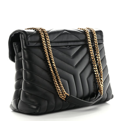 Saint Laurent Calfskin Y Quilted Monogram Medium Loulou Chain Satchel Black 3 of 14