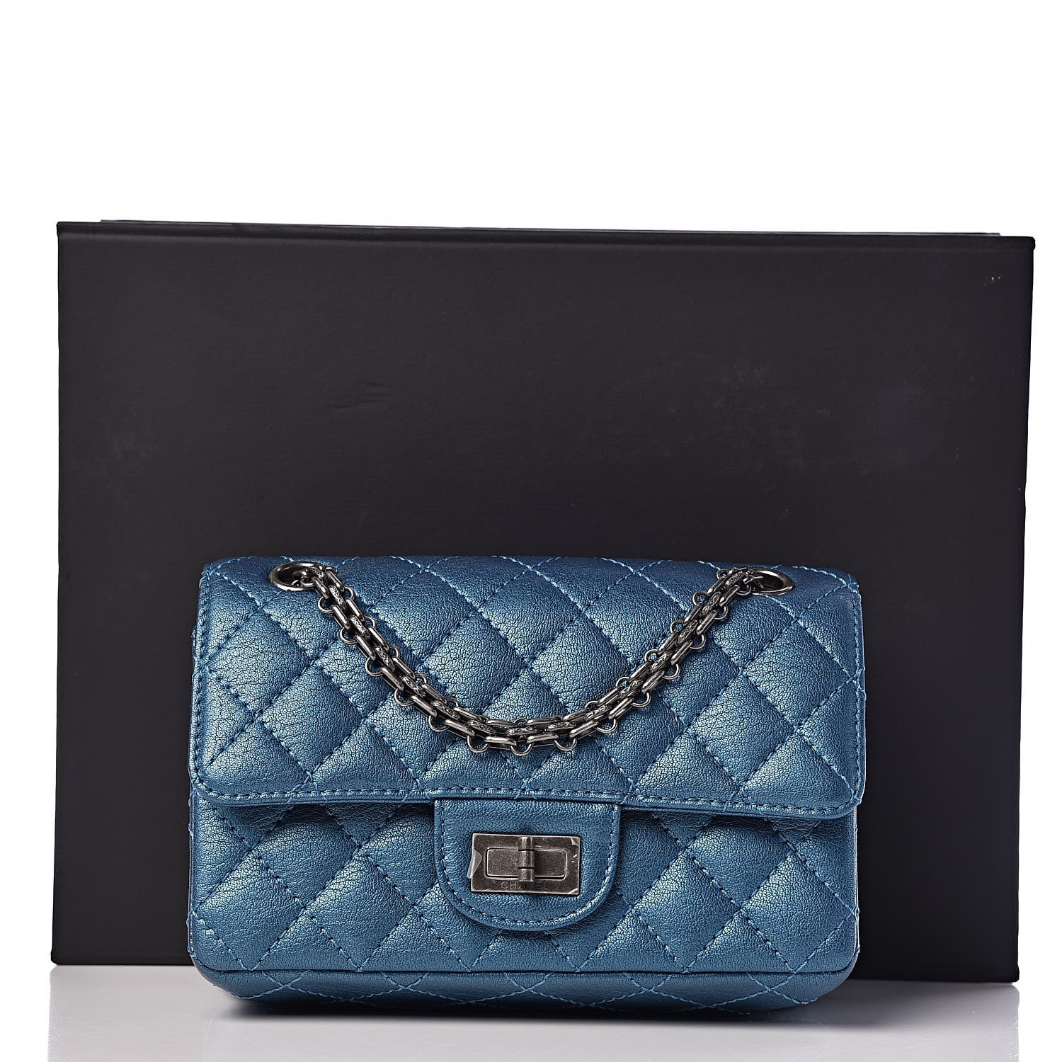 Chanel Metallic Sheepskin Quilted 2.55 Reissue Mini Flap Blue 11 of 11
