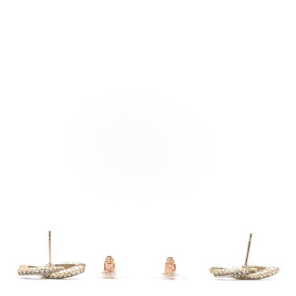 Chanel Crystal Timeless CC Earrings Light Gold 3 of 5