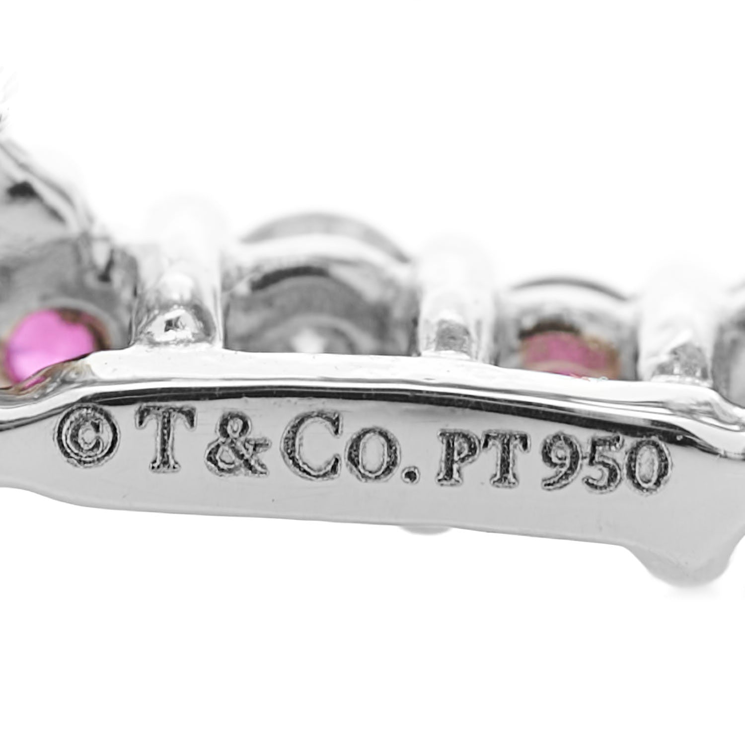 Tiffany Platinum Diamond Pink Sapphire Mini Heart Charm 4 of 5