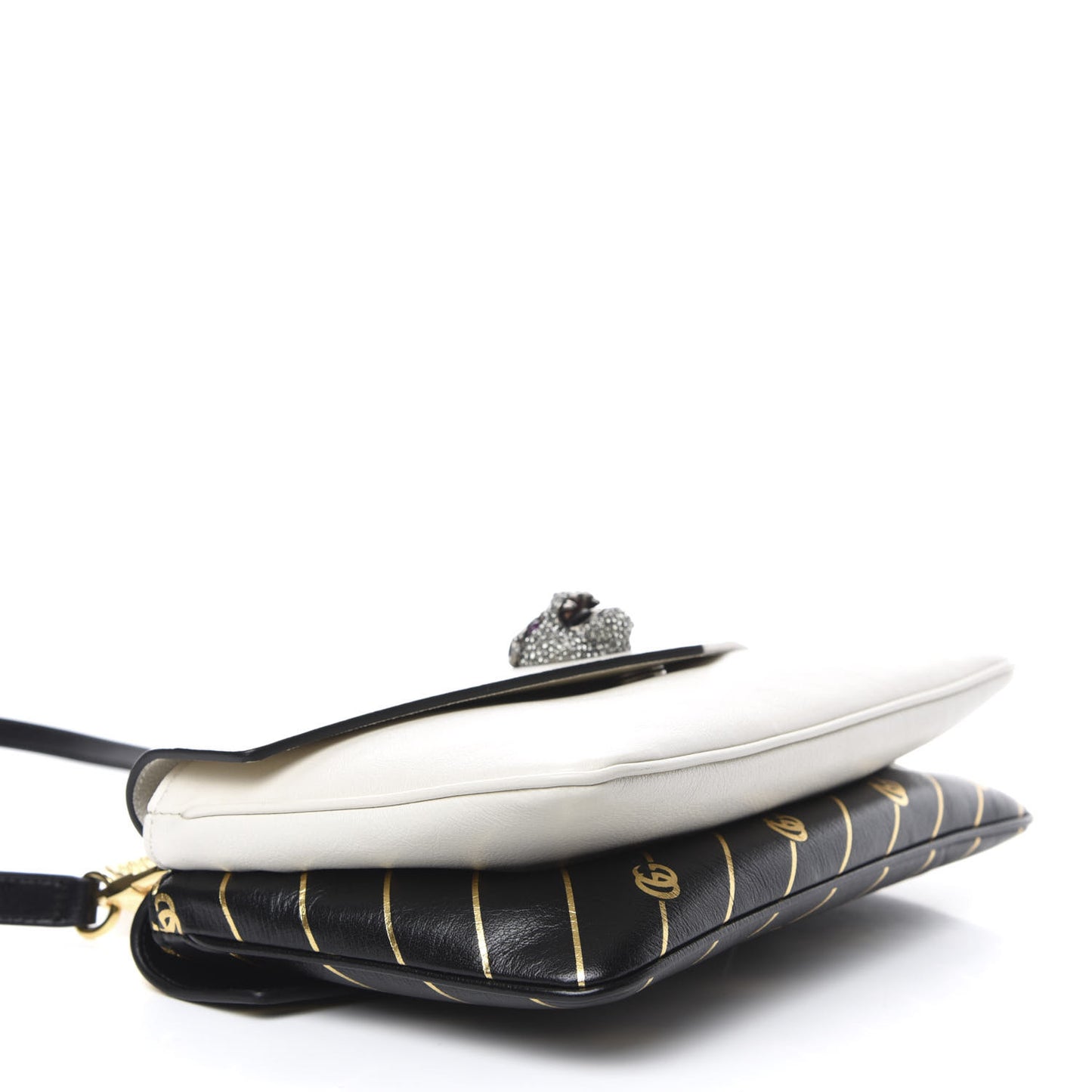 Calfskin Diagonal GG Medium Thiara Double Envelope Shoulder Bag Black White