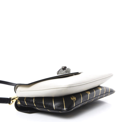 Gucci Calfskin Diagonal GG Medium Thiara Double Envelope Shoulder Bag Black White 4 of 10