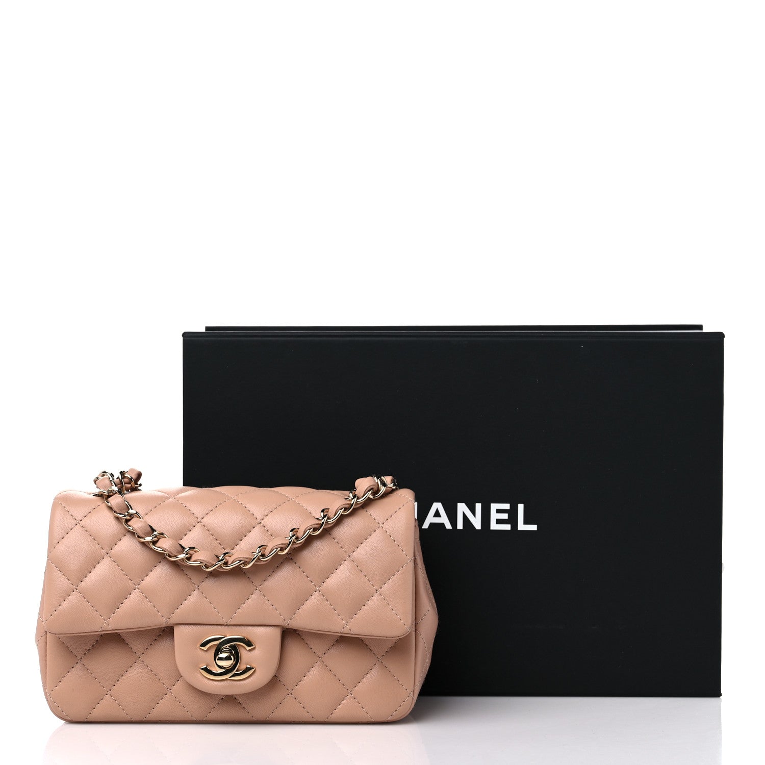 Chanel Lambskin Quilted Mini Rectangular Flap Beige 11 of 11
