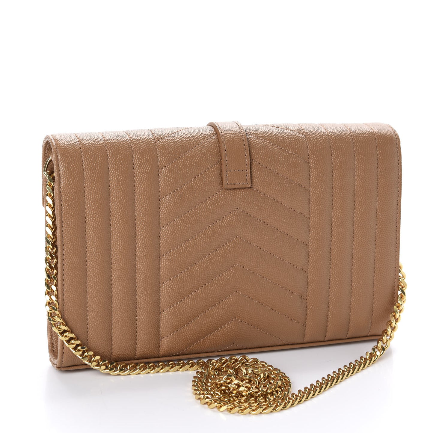 Grain De Poudre Mixed Matelasse Triquilt Monogram Chain Wallet Dune