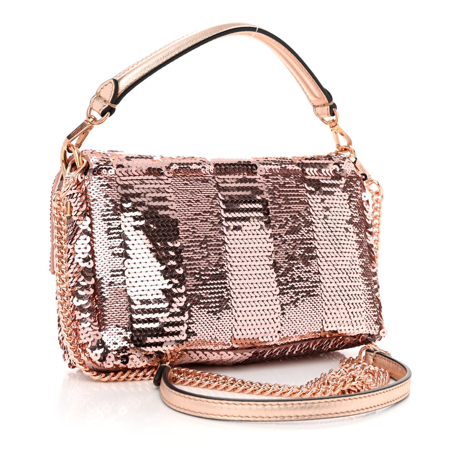 Sequin Metallic Nappa Pequin Mini Baguette Rame