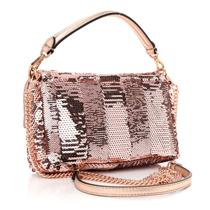 Fendi Sequin Metallic Nappa Pequin Mini Baguette Rame 3 of 11
