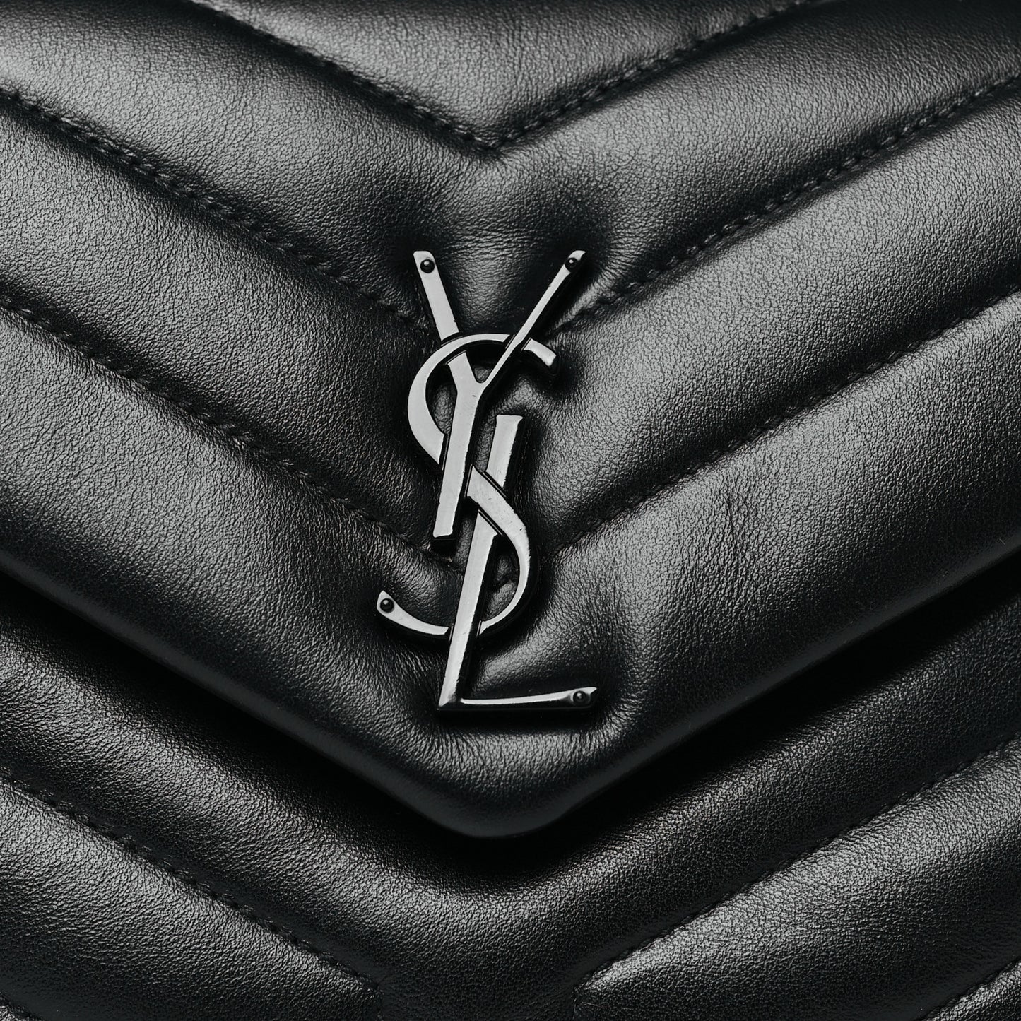 Calfskin Y Quilted Monogram Monochrome Small Loulou Chain Satchel Black