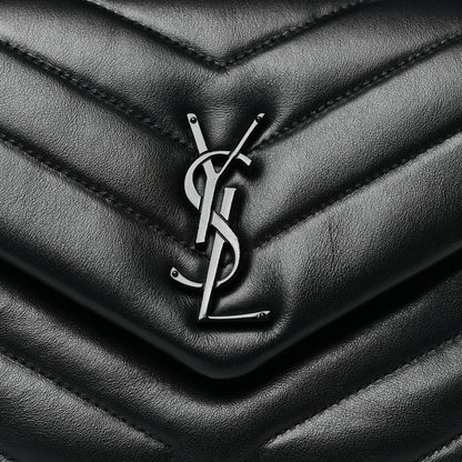 Saint Laurent Calfskin Y Quilted Monogram Monochrome Small Loulou Chain Satchel Black 8 of 10