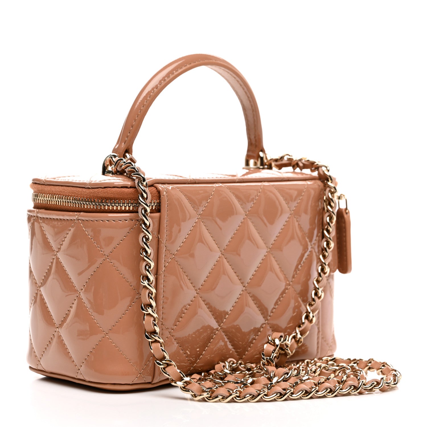 Chanel Patent Quilted Pick Me Up Vanity Case Dark Beige 3 of 10