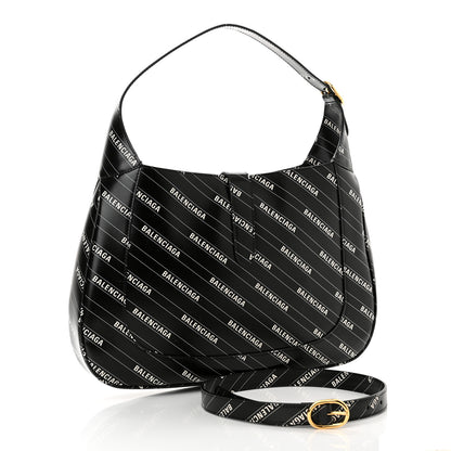 Gucci X BALENCIAGA Calfskin Logo Print Medium Jackie 1961 Hobo Black 3 of 10