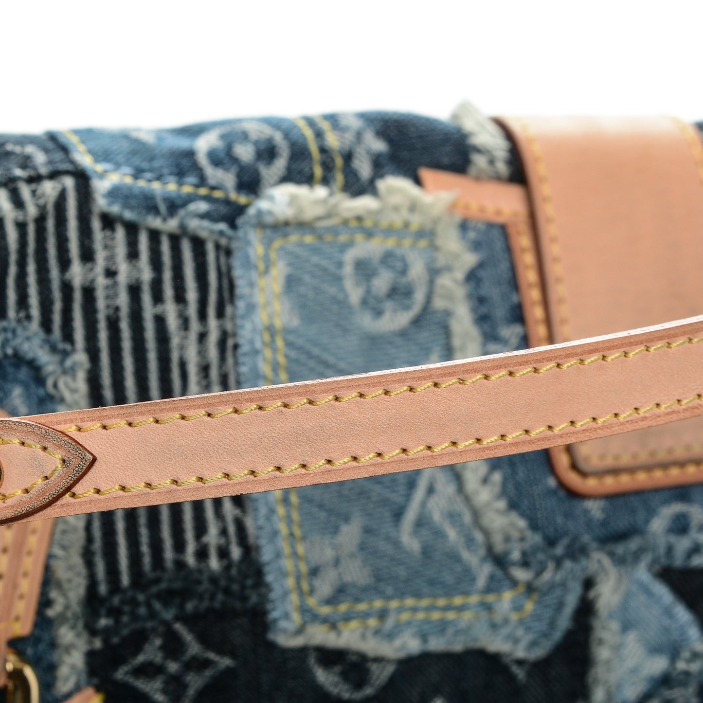Denim Patchwork Posty Messenger Bag Blue