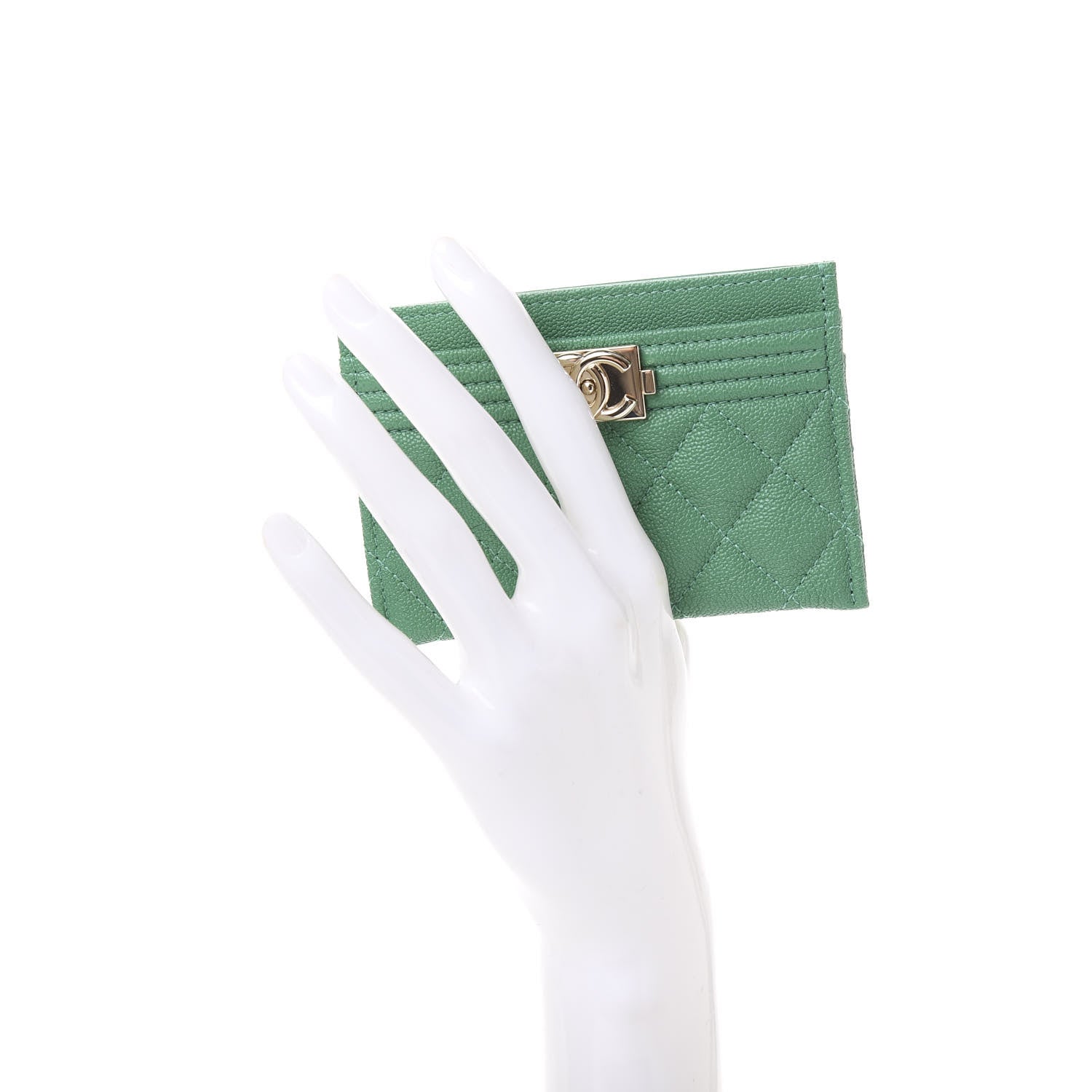 Chanel Caviar Quilted Boy Card Holder Green 2 of 11