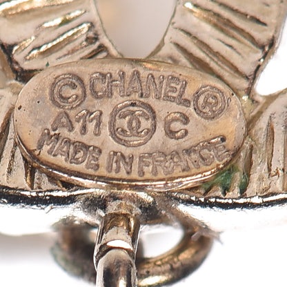 Chanel Crystal Pearl CC Drop Earrings Gold 4 of 4