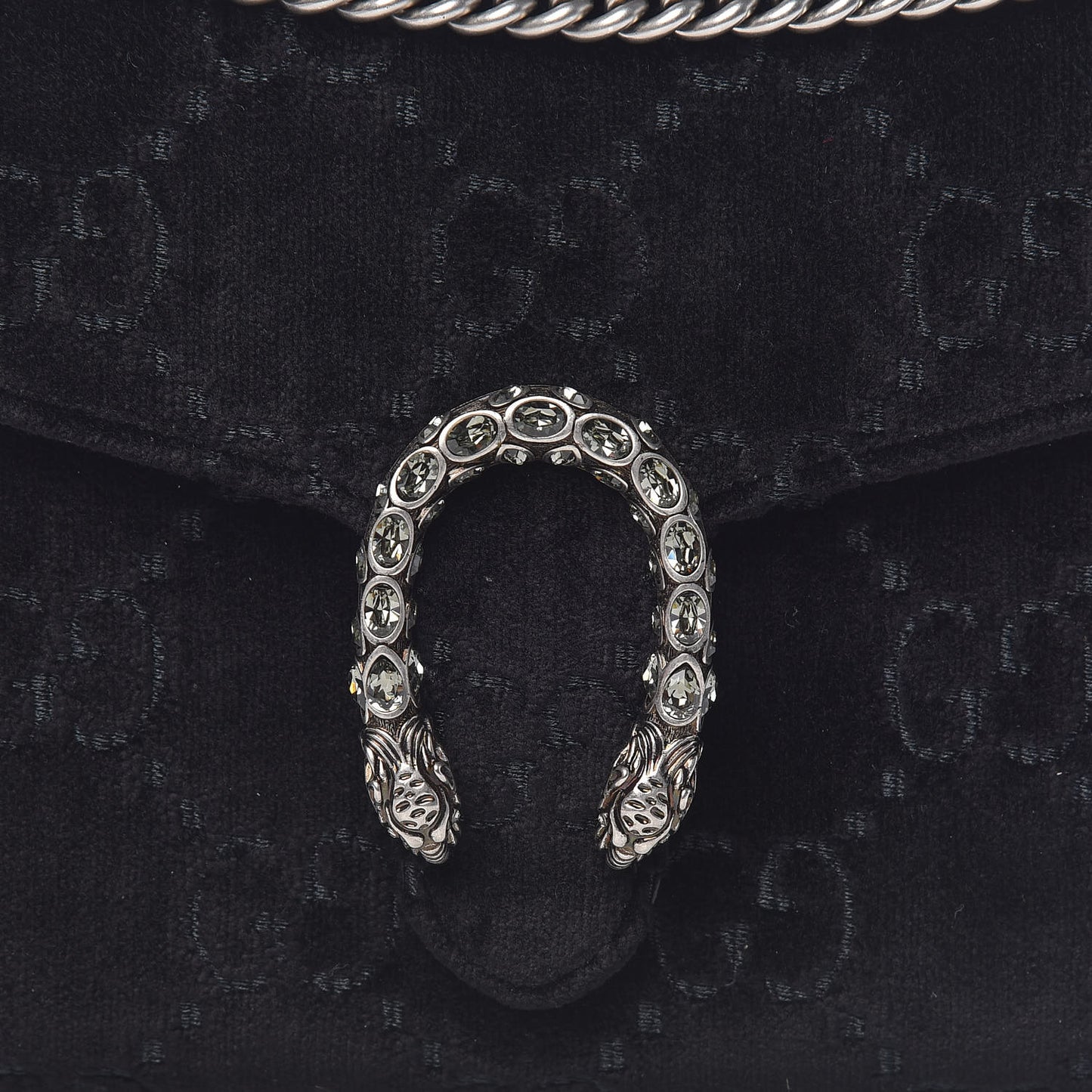 Velvet GG Monogram Mini Dionysus Chain Wallet Black