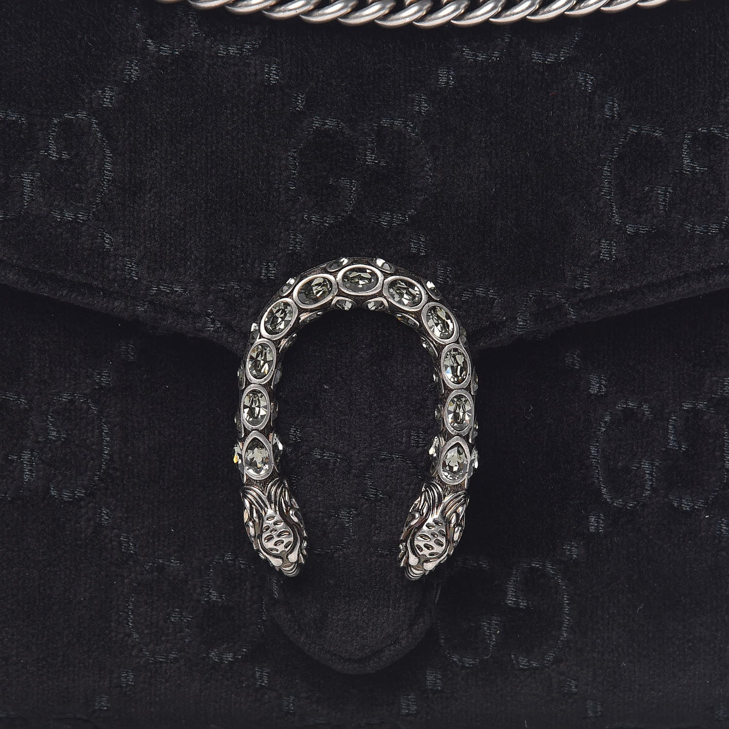 Gucci Velvet GG Monogram Mini Dionysus Chain Wallet Black 10 of 10