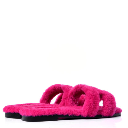 Hermes Woolskin Oran Sandals 36 Rose Fuchsia 3 of 6
